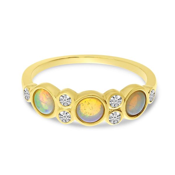 14K Yellow Gold Opal and Diamond Band Arezzo Jewelers Elmwood Park, IL