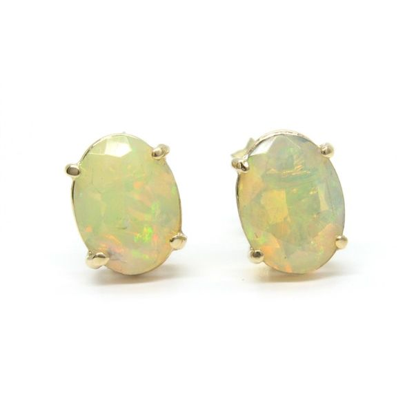 Ethiopian Opal Earrings - Faceted Oval - 1.32cts 14k YG Arezzo Jewelers Elmwood Park, IL