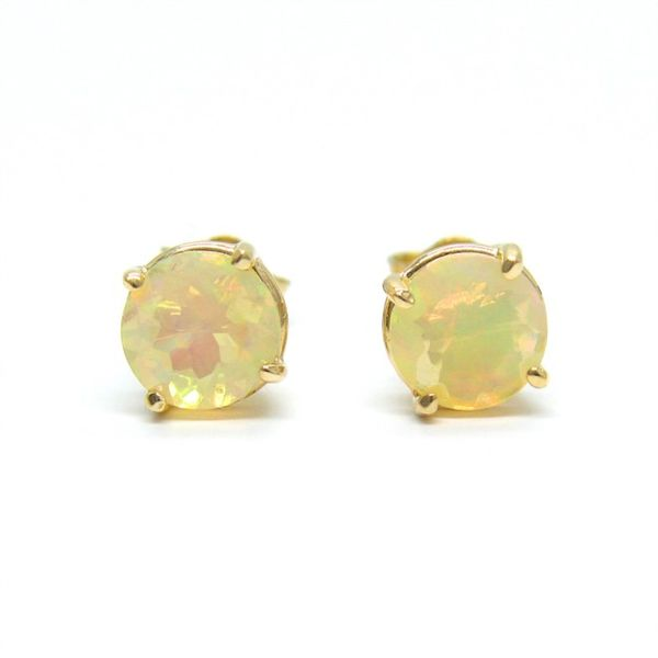 Ethiopian Opal Earrings - Faceted Round - .96cts 14k YG Arezzo Jewelers Elmwood Park, IL