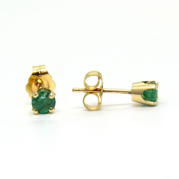 3.5mm Round Nat. Emerald Stud Earrings Image 2 Arezzo Jewelers Elmwood Park, IL