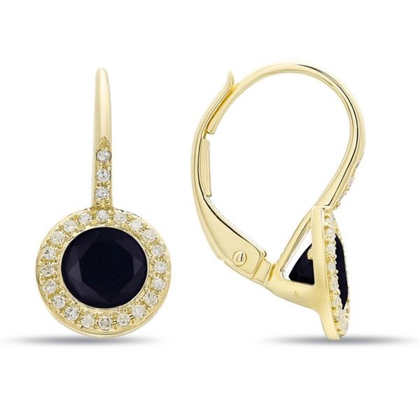 14k Yellow Gold Black Onyx and Diamond Earrings Arezzo Jewelers Elmwood Park, IL