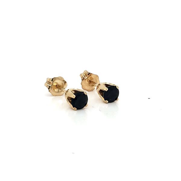 14k Yellow Gold Deep Blue Sapphire Earrings, .50cts Image 2 Arezzo Jewelers Elmwood Park, IL