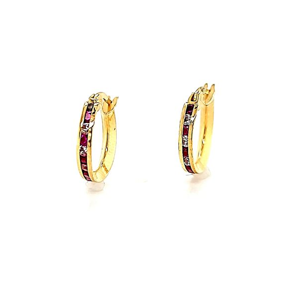 14k Yellow Gold Small Hoop CZ Earrings Arezzo Jewelers Elmwood Park, IL
