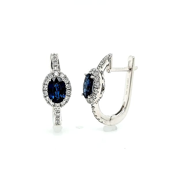 14k White Gold Diamond and Sapphire Earrings Arezzo Jewelers Elmwood Park, IL