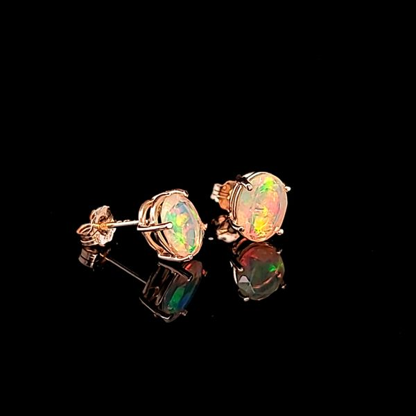 Faceted Oval Opal Stud Earrings in 14k Yellow Gold, 1.26cts Image 2 Arezzo Jewelers Elmwood Park, IL