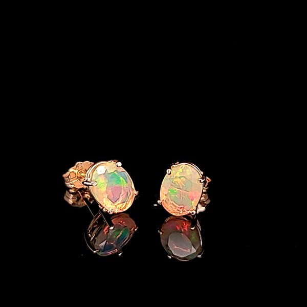 Faceted Oval Opal Stud Earrings in 14k Yellow Gold, 1.26cts Arezzo Jewelers Elmwood Park, IL