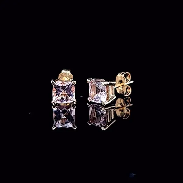 14k Yellow Gold 5mm Cushion Morganite Stud Earrings, 1.08cts Arezzo Jewelers Elmwood Park, IL