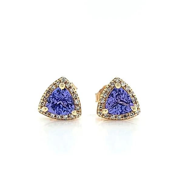 14k Yellow Gold Diamond Halo Tanzanite Stud Earrings, 1.19cts TW Arezzo Jewelers Elmwood Park, IL