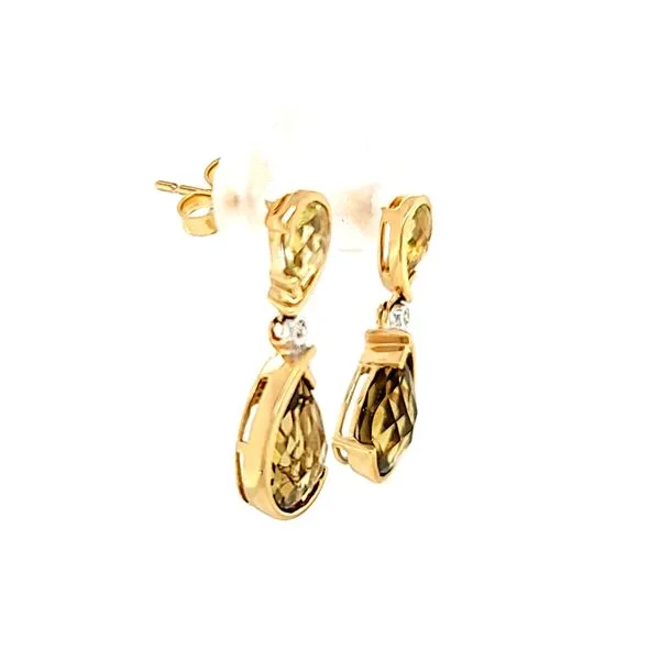 10k Yellow Gold Smokey Quartz and Diamond Earring Image 2 Arezzo Jewelers Elmwood Park, IL