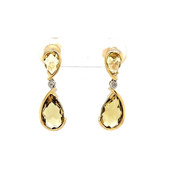 10k Yellow Gold Smokey Quartz and Diamond Earring Arezzo Jewelers Elmwood Park, IL