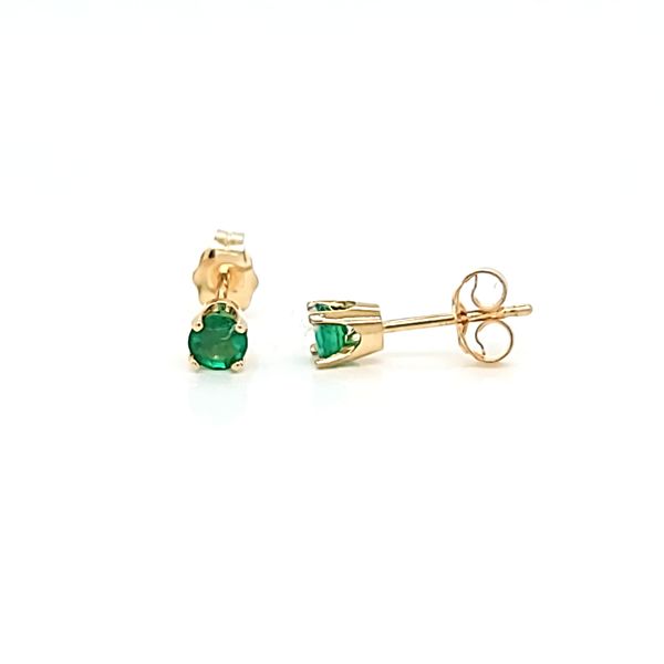 14k Yellow Gold .33ct Round Emerald Earrings Image 2 Arezzo Jewelers Elmwood Park, IL