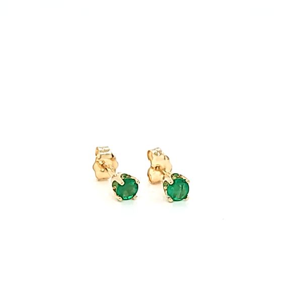 14k Yellow Gold .33ct Round Emerald Earrings Arezzo Jewelers Elmwood Park, IL