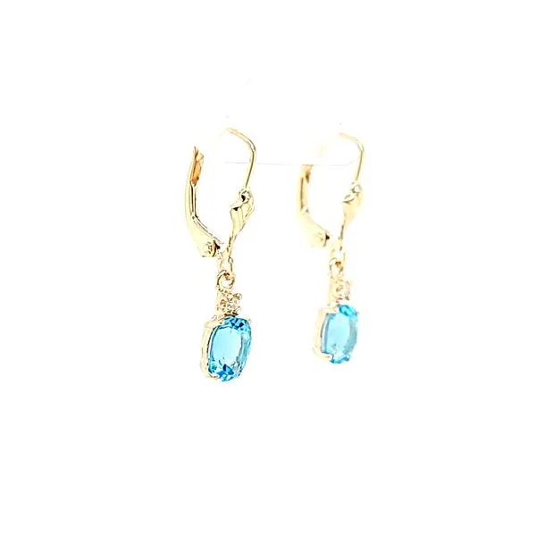 14k Yellow Gold Dangle Blue Topaz Earrings Image 2 Arezzo Jewelers Elmwood Park, IL