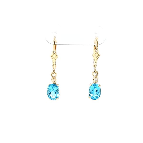 14k Yellow Gold Dangle Blue Topaz Earrings Arezzo Jewelers Elmwood Park, IL