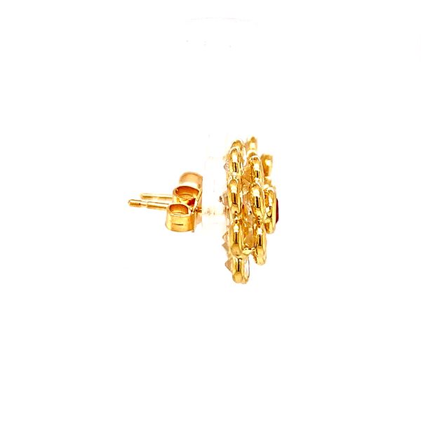 14k Yellow Gold CZ Flower Earrings Image 3 Arezzo Jewelers Elmwood Park, IL