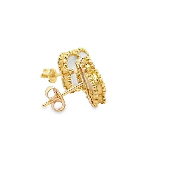 14k Yellow Gold Mother of Pearl Designer Dangle Earrings Image 2 Arezzo Jewelers Elmwood Park, IL
