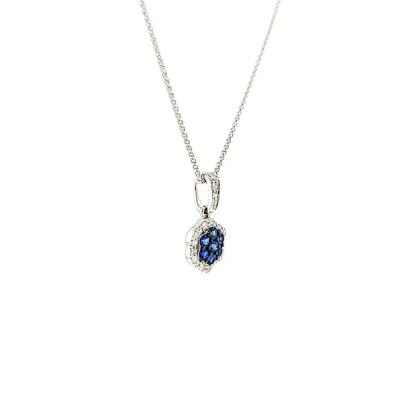 14k White Gold Sapphire and Diamond Necklace Image 2 Arezzo Jewelers Elmwood Park, IL