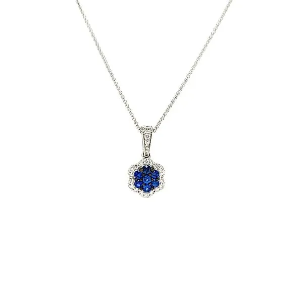 14k White Gold Sapphire and Diamond Necklace Arezzo Jewelers Elmwood Park, IL