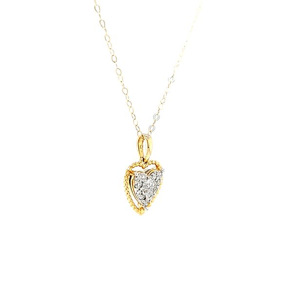 14k Yellow Gold Diamond Heart Necklace Image 2 Arezzo Jewelers Elmwood Park, IL