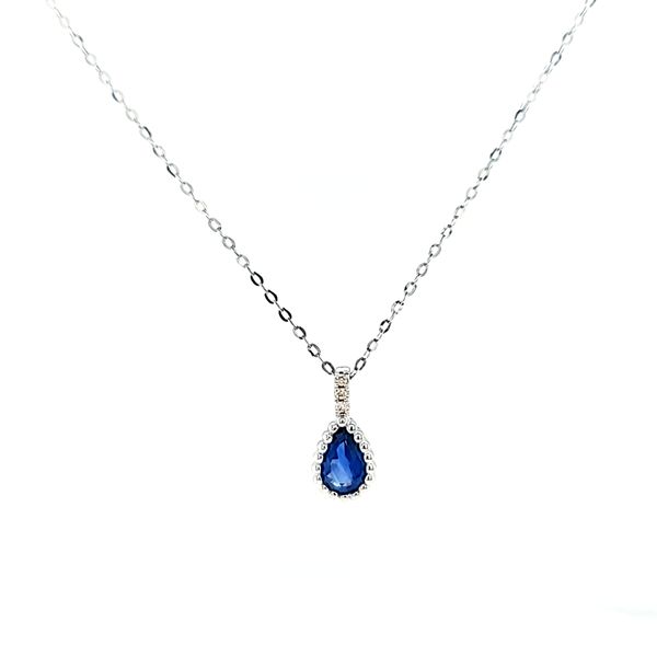 18k White Gold Pear Sapphire with Diamond Accents Arezzo Jewelers Elmwood Park, IL