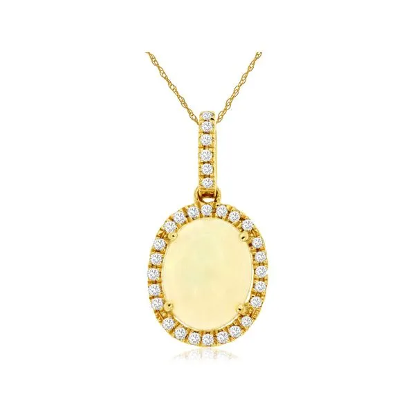 14k Yellow Gold Opal and Diamond Necklace Arezzo Jewelers Elmwood Park, IL