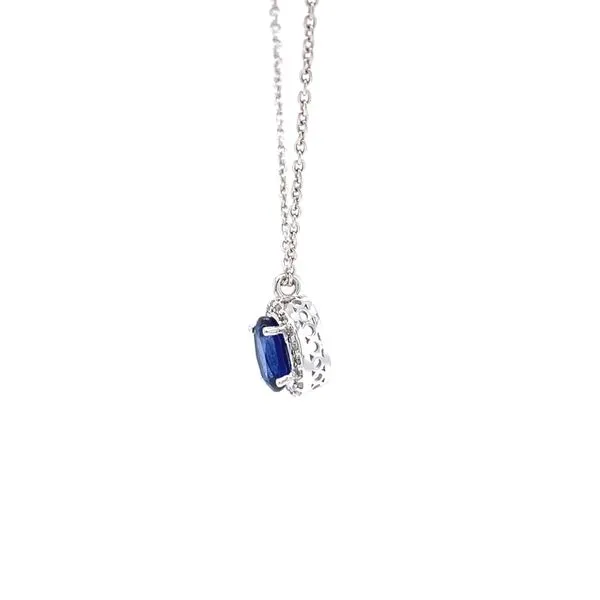 18k White Gold Sapphire Diamond Halo Pendant Image 2 Arezzo Jewelers Elmwood Park, IL