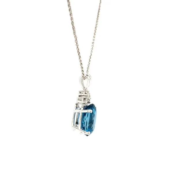 14k Yellow Gold London Blue Topaz and Diamond Pendant Image 2 Arezzo Jewelers Elmwood Park, IL