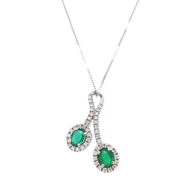 18k White Gold Emerald and Diamond Pendant Arezzo Jewelers Elmwood Park, IL