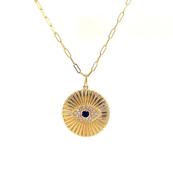 Sapphire and Diamond Evil Eye Necklace Image 2 Arezzo Jewelers Elmwood Park, IL