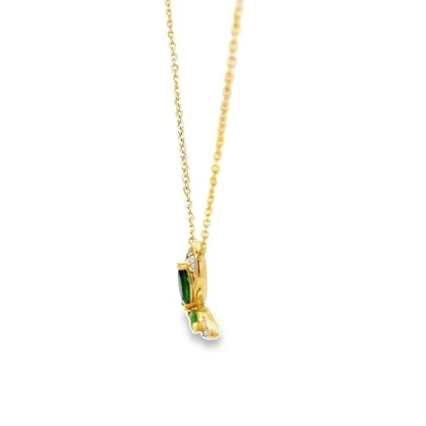 14k Yellow Gold Green Sapphire and Diamond Butterfly Necklace Image 2 Arezzo Jewelers Elmwood Park, IL