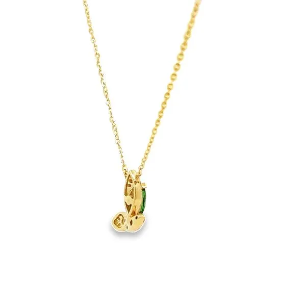 14k Yellow Gold Green Sapphire and Diamond Butterfly Necklace Image 4 Arezzo Jewelers Elmwood Park, IL