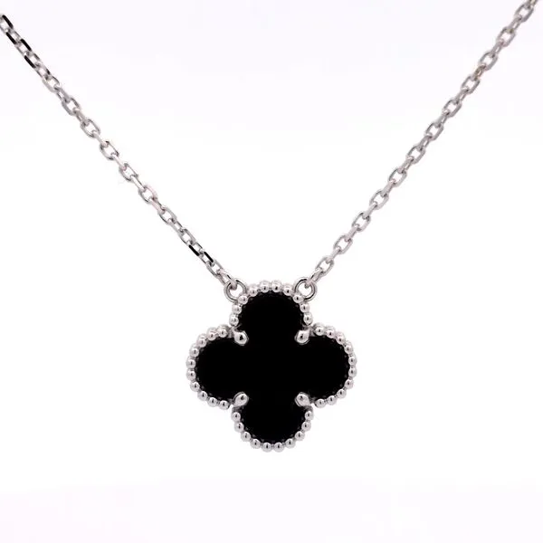 15mm Alhambra Black Onyx Necklace – 18k White Gold Arezzo Jewelers Elmwood Park, IL