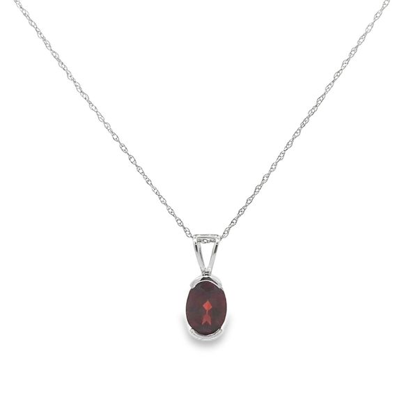 1.60Ct Garnet Oval Half Bezel Solitaire Pendant Arezzo Jewelers Elmwood Park, IL