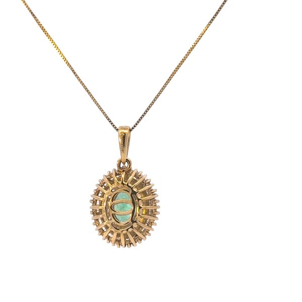 Emerald and Diamond Double Halo Necklace / Pendant Image 3 Arezzo Jewelers Elmwood Park, IL