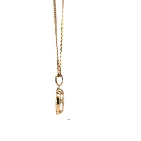 14K Yellow Gold Pear Opal and Diamond Necklace Pendant - 16