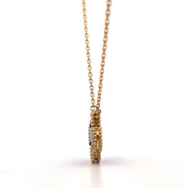 Vintage Alhambra Black Onyx Single Necklace Pendant - 18k Yellow Gold Image 2 Arezzo Jewelers Elmwood Park, IL