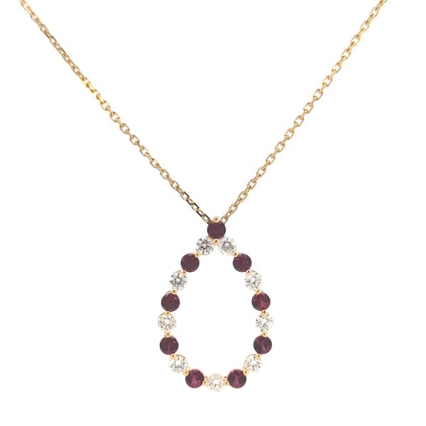 SAVOIA 18 Karat Yellow Gold Diamond and Ruby Pendant Arezzo Jewelers Elmwood Park, IL