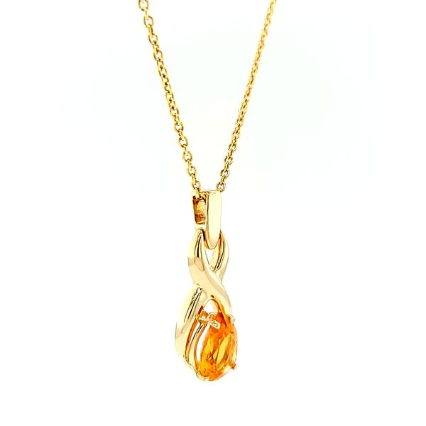 Pear Shaped Natural Golden Citrine Necklace in 14k Yellow Gold Image 2 Arezzo Jewelers Elmwood Park, IL