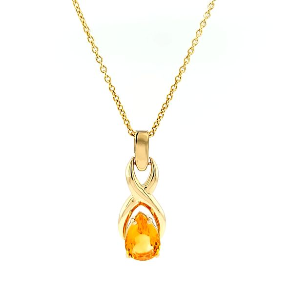 Pear Shaped Natural Golden Citrine Necklace in 14k Yellow Gold Arezzo Jewelers Elmwood Park, IL