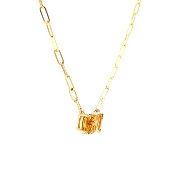 14k Yellow Gold Citrine Gemstone Paperclip Necklace. Image 3 Arezzo Jewelers Elmwood Park, IL