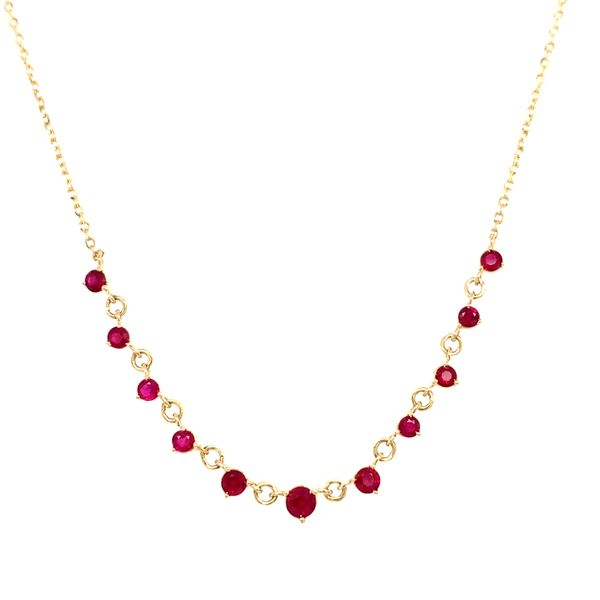 14k Yellow Gold Ruby Gemstone Necklace Image 2 Arezzo Jewelers Elmwood Park, IL