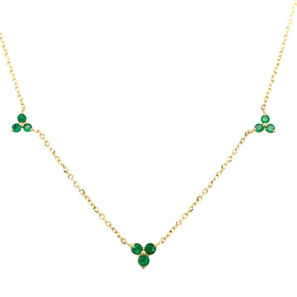 14k Yellow Gold Emerald Trio Necklace Image 2 Arezzo Jewelers Elmwood Park, IL