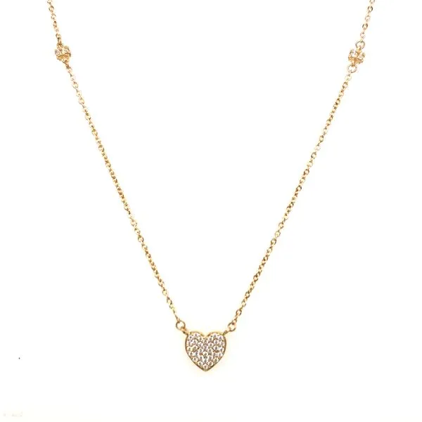 14k Yellow Gold CZ Heart Necklace Arezzo Jewelers Elmwood Park, IL