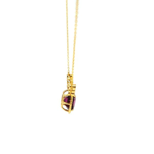 18k Yellow Gold Garnet and Diamond Halo Necklace Image 4 Arezzo Jewelers Elmwood Park, IL