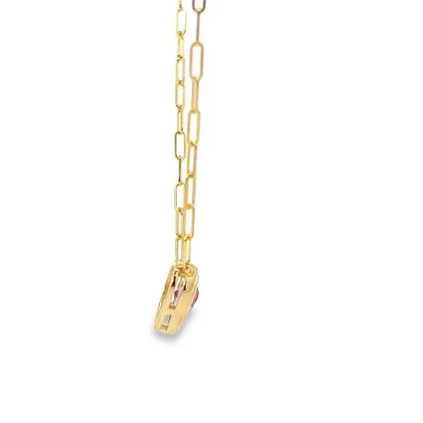 14k Yellow Gold Pink Sapphire Heart Necklace Image 2 Arezzo Jewelers Elmwood Park, IL