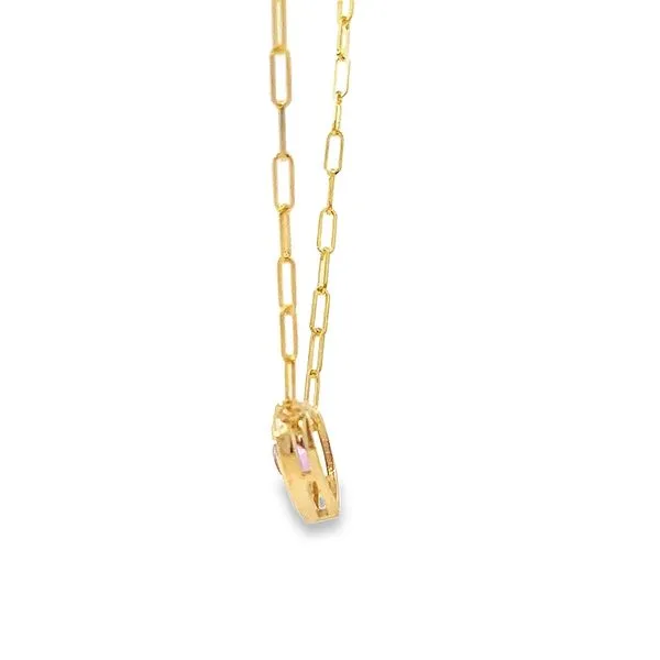14k Yellow Gold Pink Sapphire Heart Necklace Image 3 Arezzo Jewelers Elmwood Park, IL