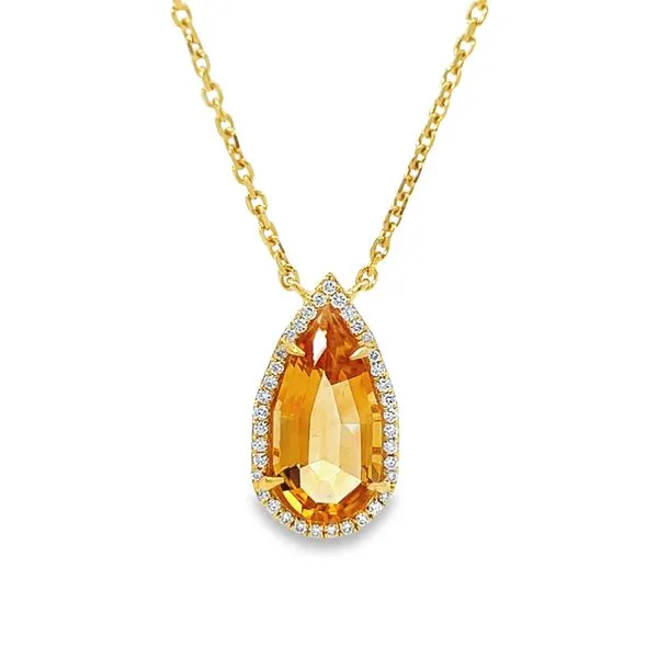 18k Gold Natural Pear Shape Golden Citrine Necklace Image 2 Arezzo Jewelers Elmwood Park, IL