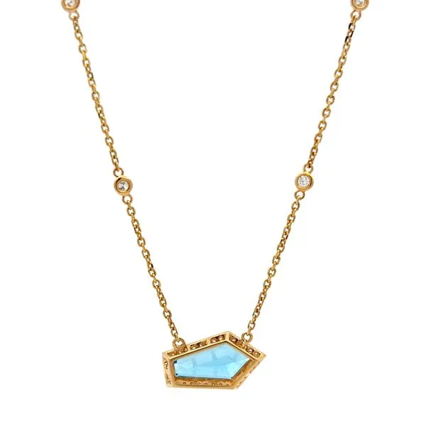 18K Yellow Gold East West Blue Topaz Necklace Image 3 Arezzo Jewelers Elmwood Park, IL