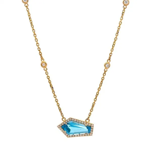 18K Yellow Gold East West Blue Topaz Necklace Arezzo Jewelers Elmwood Park, IL