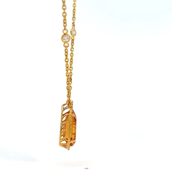 18k Yellow Gold Pear Citrine Gemstone Pendant with diamond halo Image 2 Arezzo Jewelers Elmwood Park, IL